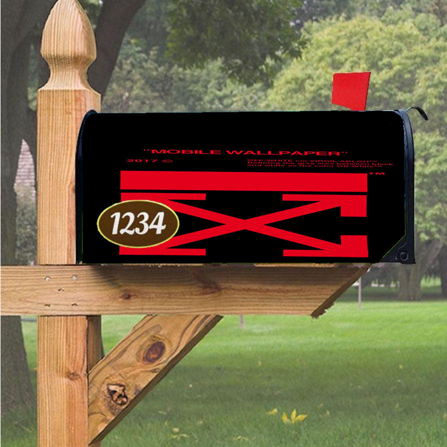 Off White Red Magnetic Mailbox Cover 18" X 21" Outdoor Decor