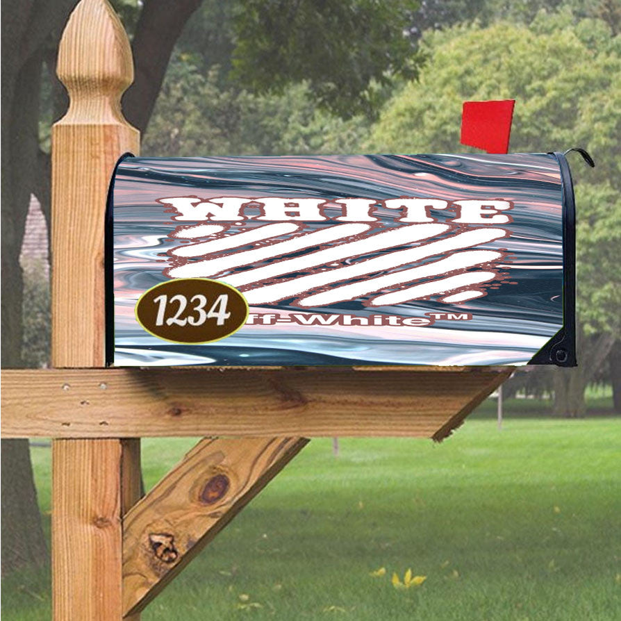 Off White Spray Marble Magnetic Mailbox Cover 18" X 21" Outdoor Decor