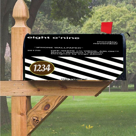 Off White Virgil Abloh Eight Nine Stripe Black Magnetic Mailbox Cover 18" X 21" Outdoor Decor