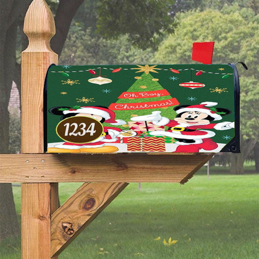 Oh Boy Christmas Mickey And Minnie Magnetic Mailbox Cover 18" X 21" Outdoor Decor