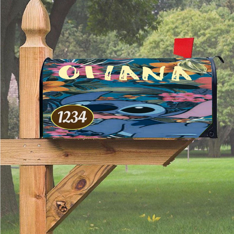 Ohana Stitch Flower Magnetic Mailbox Cover 18" X 21" Outdoor Decor