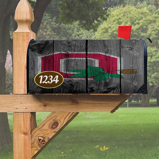 Ohio State Logo Dark Wood Wallpaper Magnetic Mailbox Cover 18" X 21" Outdoor Decor