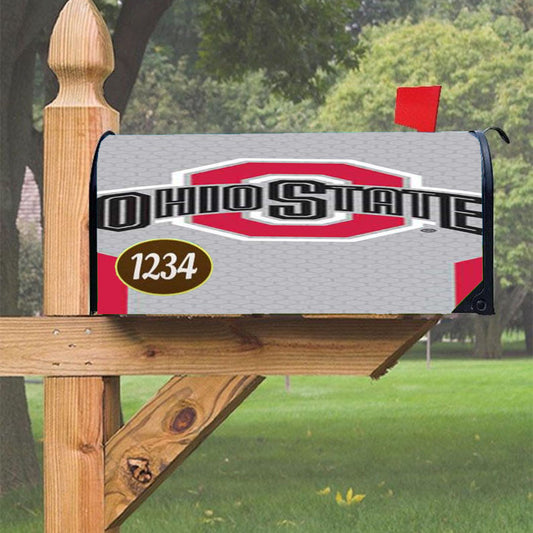 Ohio State Logo Honeycomb With Red Magnetic Mailbox Cover 18" X 21" Outdoor Decor