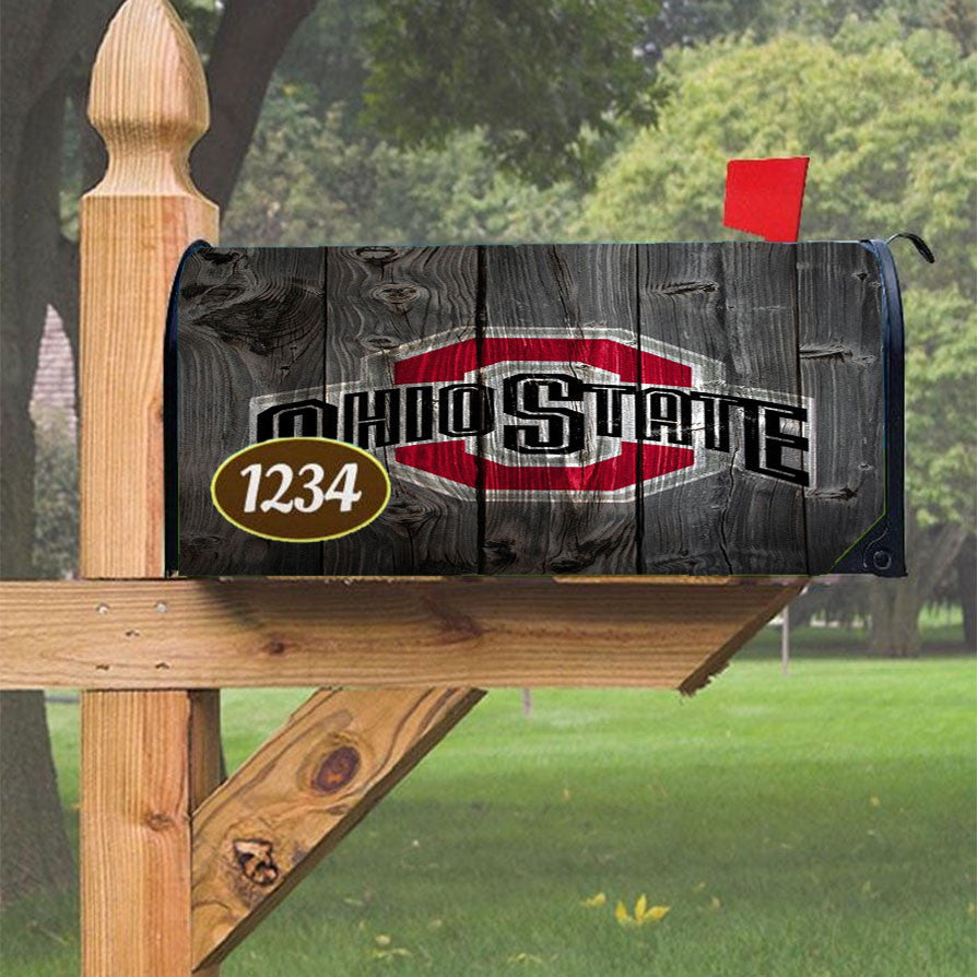 Ohio State Wooden Logo Magnetic Mailbox Cover 18" X 21" Outdoor Decor