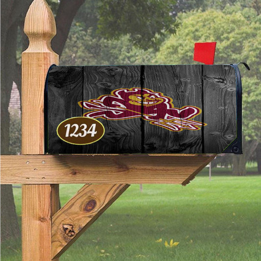 Old Arizona State Sun Devils Nfl Logo Dark Wood Wallpaper Magnetic Mailbox Cover 18" X 21" Outdoor Decor