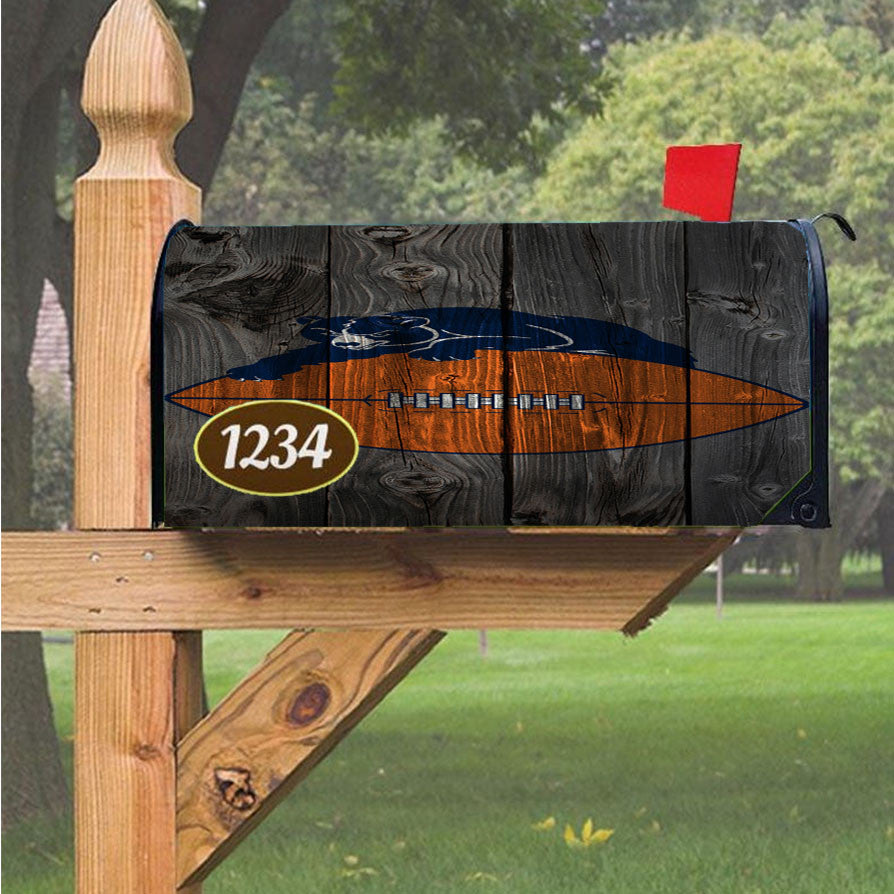 Old Chicago Bears Nfl Logo Dark Wood Wallpaper Magnetic Mailbox Cover 18" X 21" Outdoor Decor