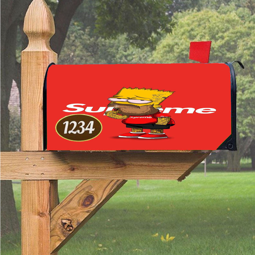 Old Drunk Hypebeast Bart Simpson Magnetic Mailbox Cover 18" X 21" Outdoor Decor