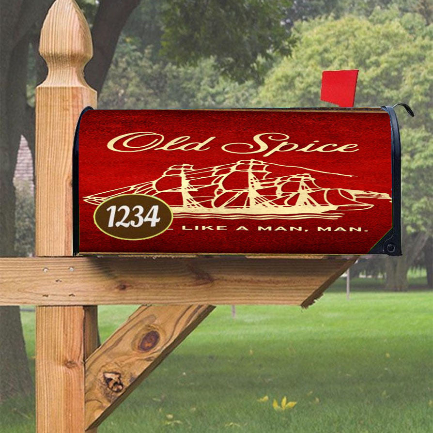 Old Spice Cosmetics Brand Magnetic Mailbox Cover 18" X 21" Outdoor Decor