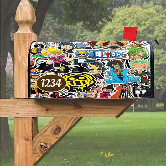 One Piece Anime All Characters Title Sticker Magnetic Mailbox Cover 18" X 21" Outdoor Decor