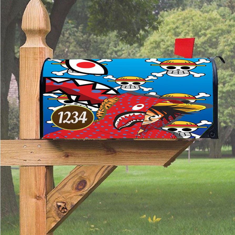 One Piece Bape Magnetic Mailbox Cover 18" X 21" Outdoor Decor