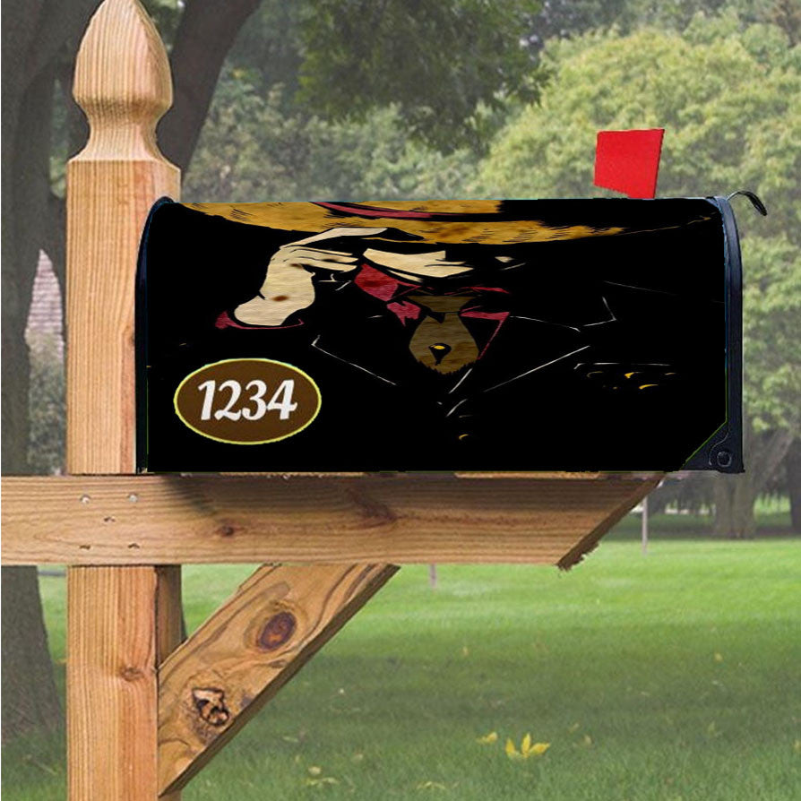 One Piece Wallpaper Black Magnetic Mailbox Cover 18" X 21" Outdoor Decor