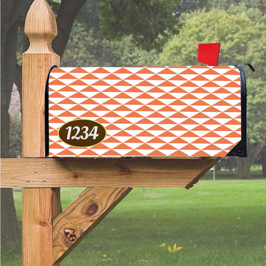 Orange And White Triangle Shape Pattern Geometric Magnetic Mailbox Cover 18" X 21" Outdoor Decor