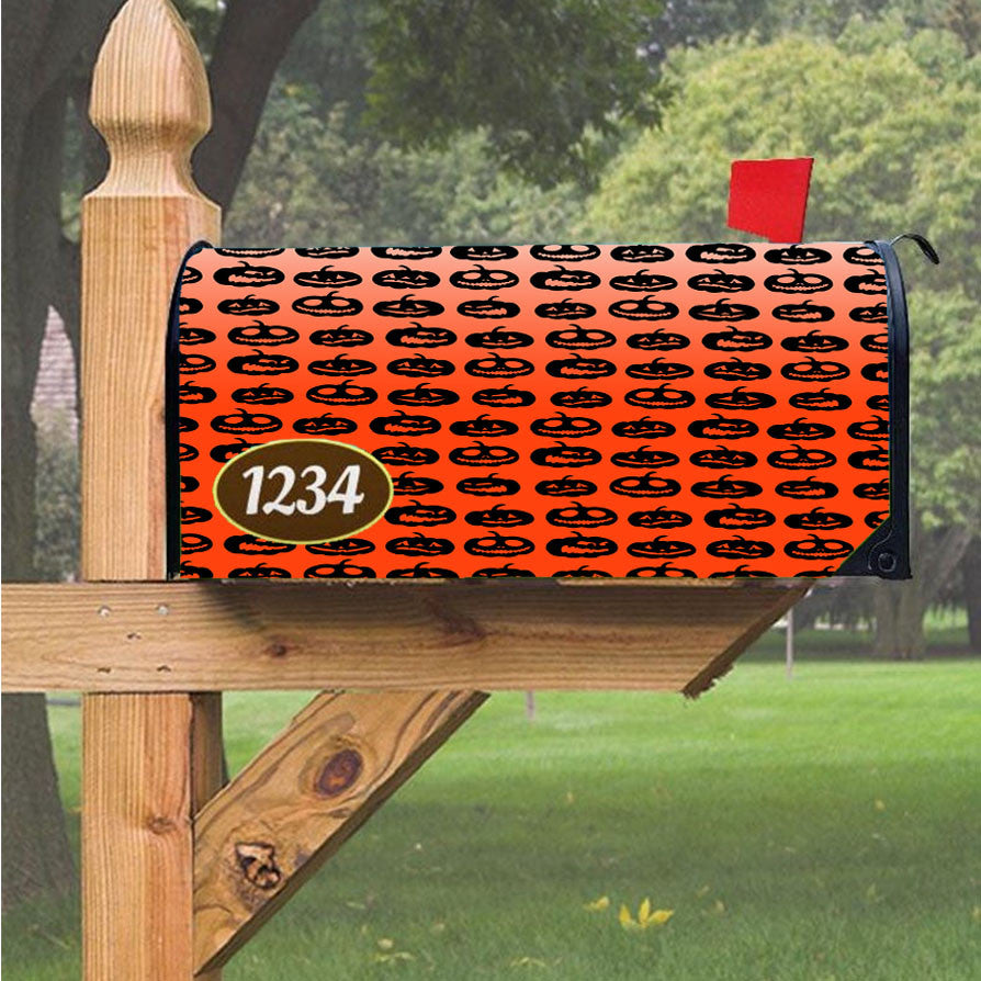 Orange Pumpkins Pattern Silhouette Collections Magnetic Mailbox Cover 18" X 21" Outdoor Decor