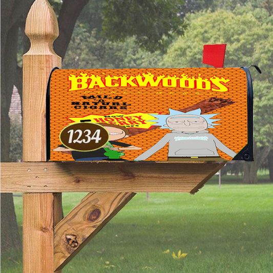 Orange Rick And Morty Thrasher Flames Backwoods Cigar Magnetic Mailbox Cover 18" X 21" Outdoor Decor