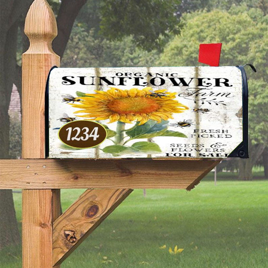 Organic Sunflower Farm Magnetic Mailbox Cover 18" X 21" Outdoor Decor