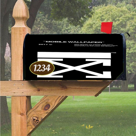 Original Off White Black Magnetic Mailbox Cover 18" X 21" Outdoor Decor