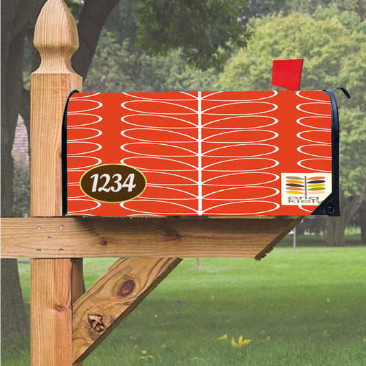 Orla Kiely Orange Linear Stem Poppy Magnetic Mailbox Cover 18" X 21" Outdoor Decor