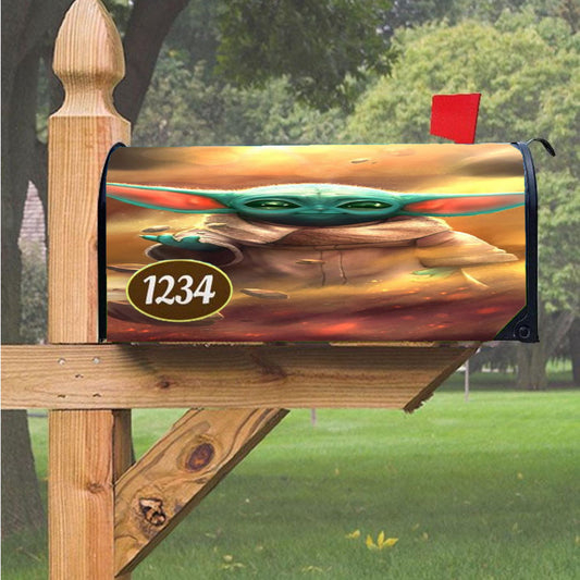 Painting Baby Yoda Art Magnetic Mailbox Cover 18" X 21" Outdoor Decor