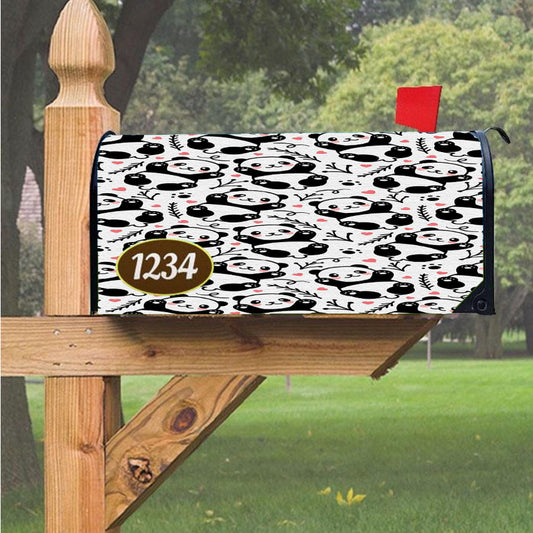Panda Love And Cute Pattern Magnetic Mailbox Cover 18" X 21" Outdoor Decor