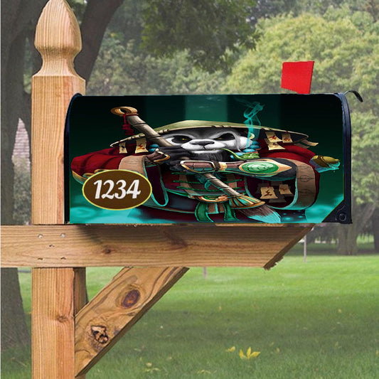 Panda Smoke Kung Fu Magnetic Mailbox Cover 18" X 21" Outdoor Decor