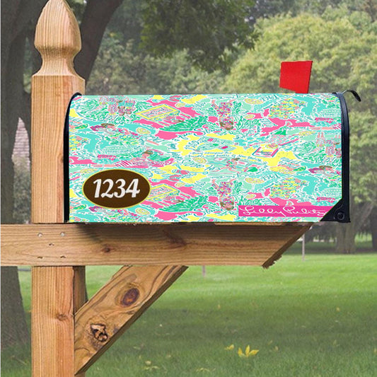 Pastel Summer Lilly Pulitzer Magnetic Mailbox Cover 18" X 21" Outdoor Decor