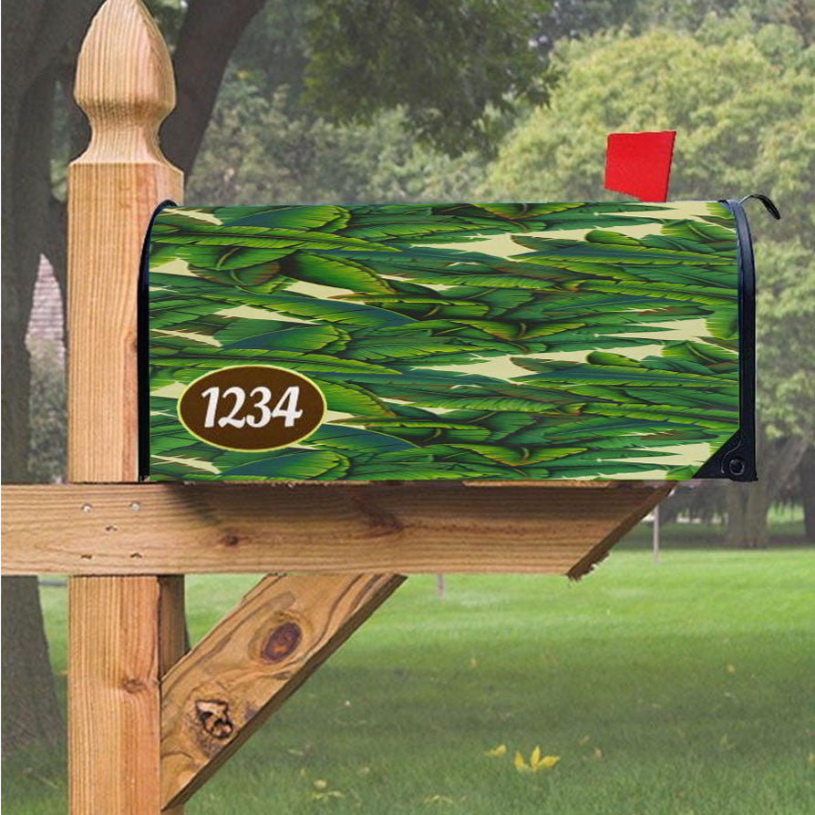 Pattern Green White Magnetic Mailbox Cover 18" X 21" Outdoor Decor