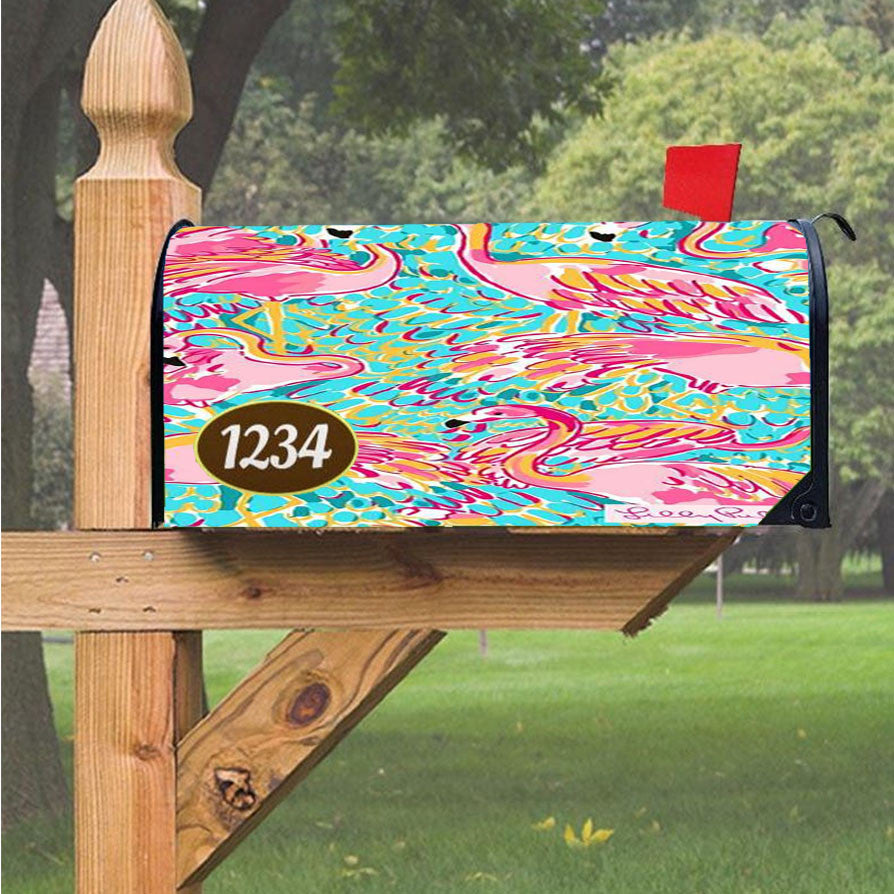Pattern Lilly Pulitzer Flamingo Magnetic Mailbox Cover 18" X 21" Outdoor Decor