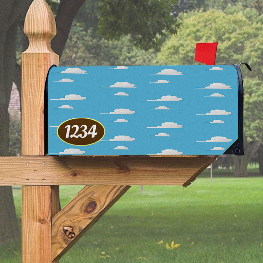 Pattern Of Toy Story Sky Blue Clouds Magnetic Mailbox Cover 18" X 21" Outdoor Decor