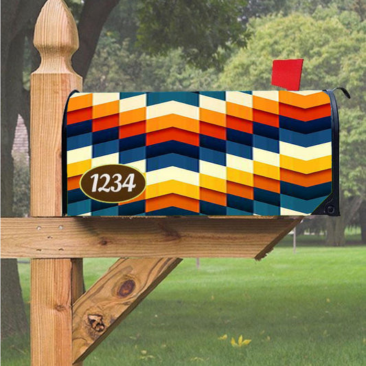 Pattern Tellow White Blue Magnetic Mailbox Cover 18" X 21" Outdoor Decor
