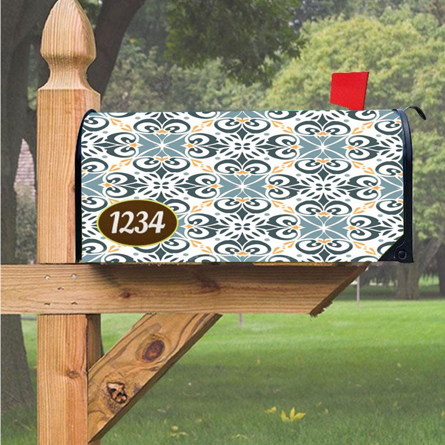 Pattern With A Floral Ornament Magnetic Mailbox Cover 18" X 21" Outdoor Decor