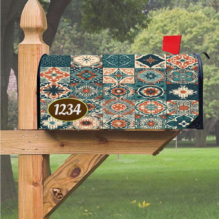 Patterns With A Traditional Spanish Tile Magnetic Mailbox Cover 18" X 21" Outdoor Decor