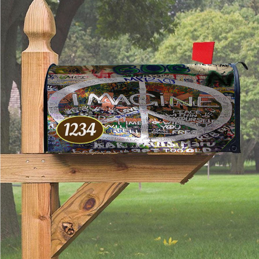 Peace Sign Graffiti Magnetic Mailbox Cover 18" X 21" Outdoor Decor