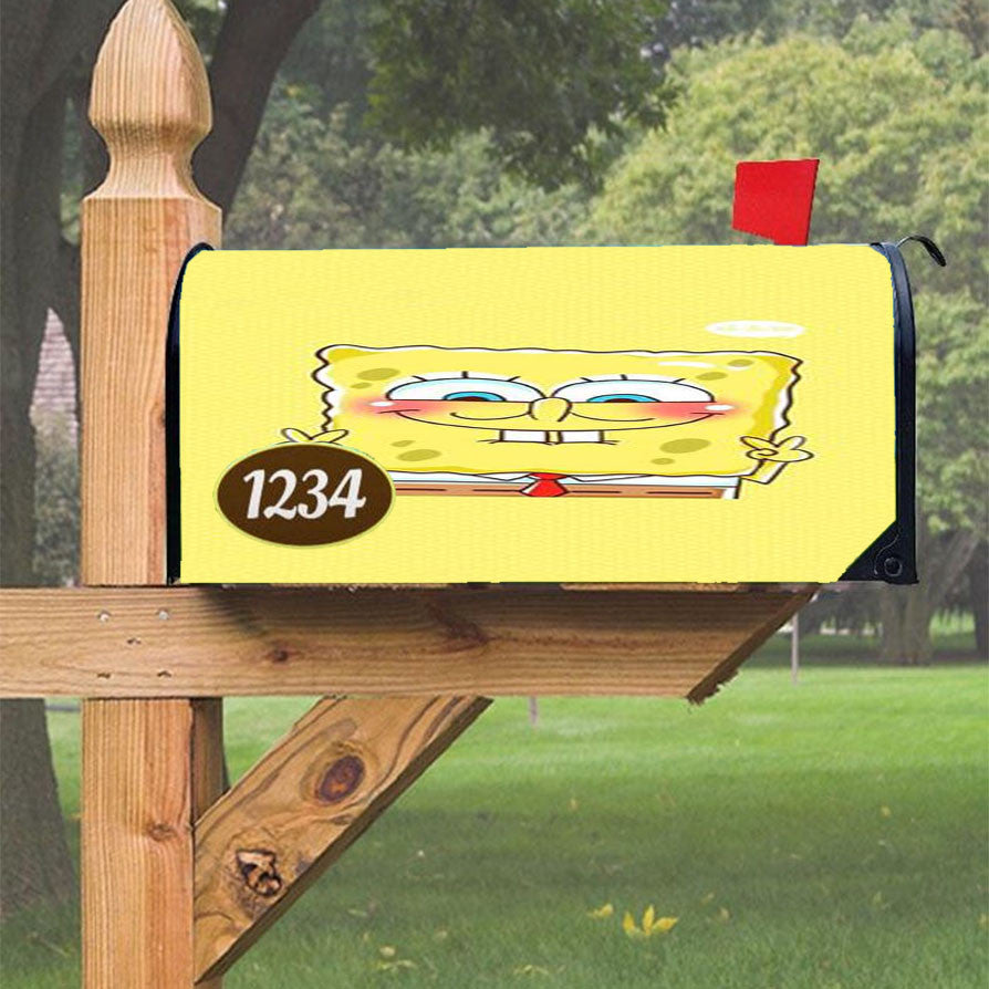 Peace Sponge Bob Magnetic Mailbox Cover 18" X 21" Outdoor Decor