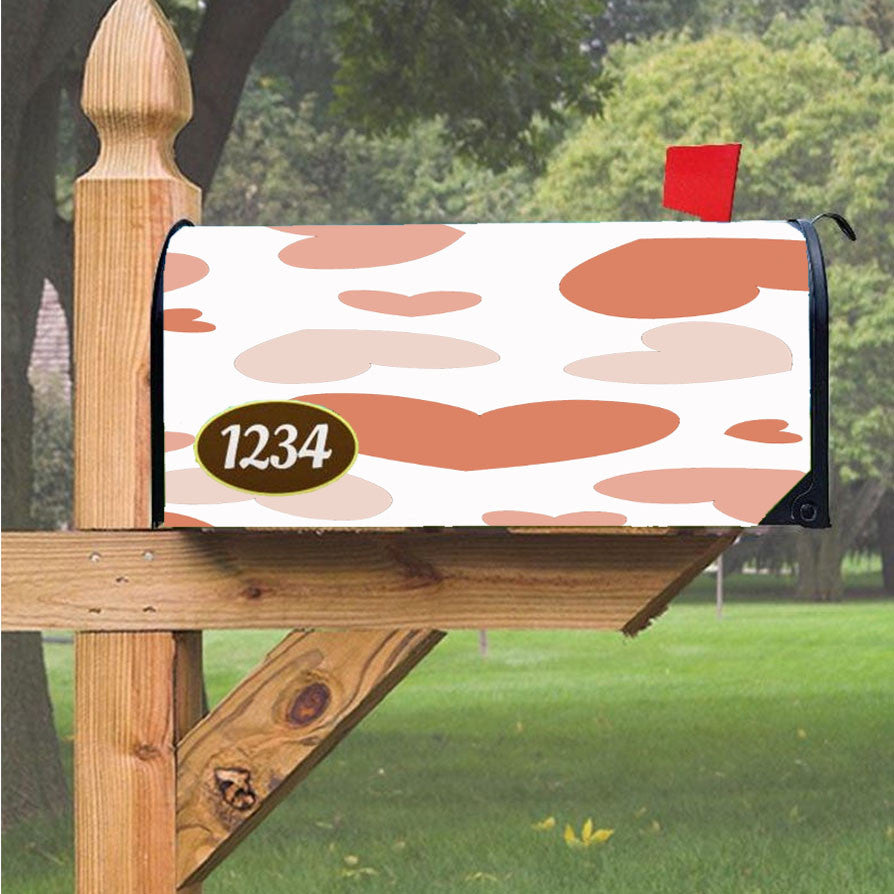 Peach Pattern Of Heart Magnetic Mailbox Cover 18" X 21" Outdoor Decor