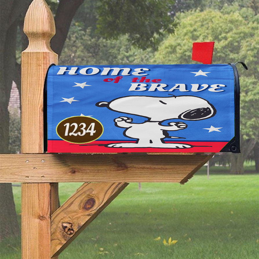 Peanuts Home Of The Brave Snoopy Magnetic Mailbox Cover 18" X 21" Outdoor Decor