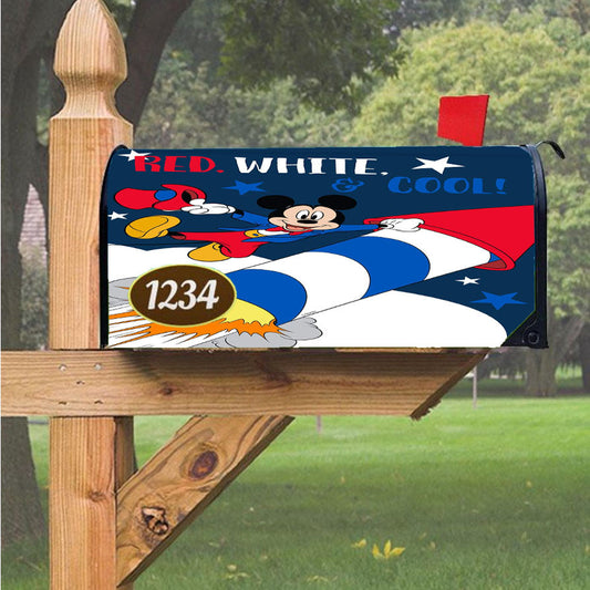 Red, White & Cool Mickey Magnetic Mailbox Cover 18" X 21" Outdoor Decor