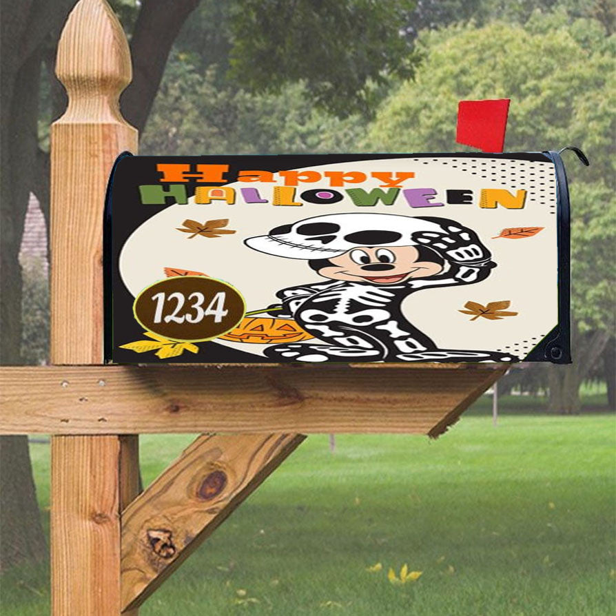 Skeleton Mickey Happy Halloween Magnetic Mailbox Cover 18" X 21" Outdoor Decor