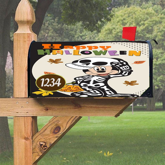Skeleton Mickey Happy Halloween Magnetic Mailbox Cover 18" X 21" Outdoor Decor