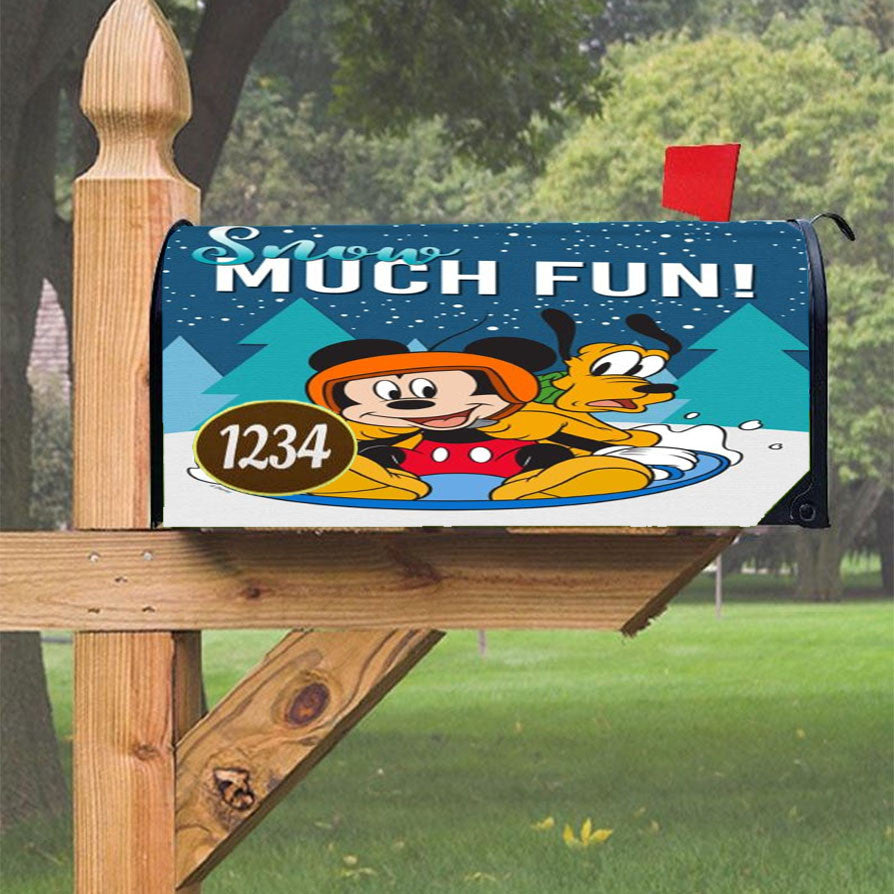 Snow Much Fun Mickey Magnetic Mailbox Cover 18" X 21" Outdoor Decor