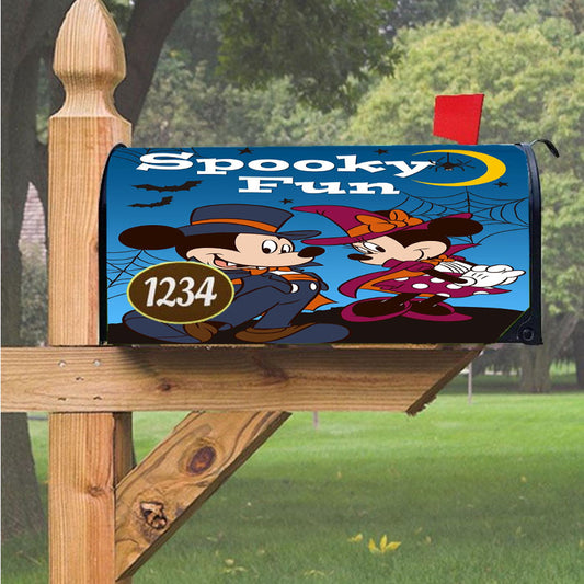 Spooky Fun Mickey & Minnie Magnetic Mailbox Cover 18" X 21" Outdoor Decor