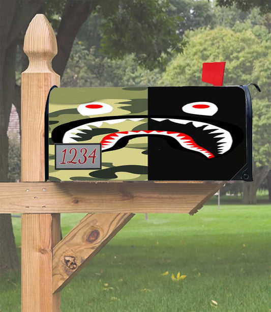 Half Camo Bape Shark Face Pattern Mailbox Cover