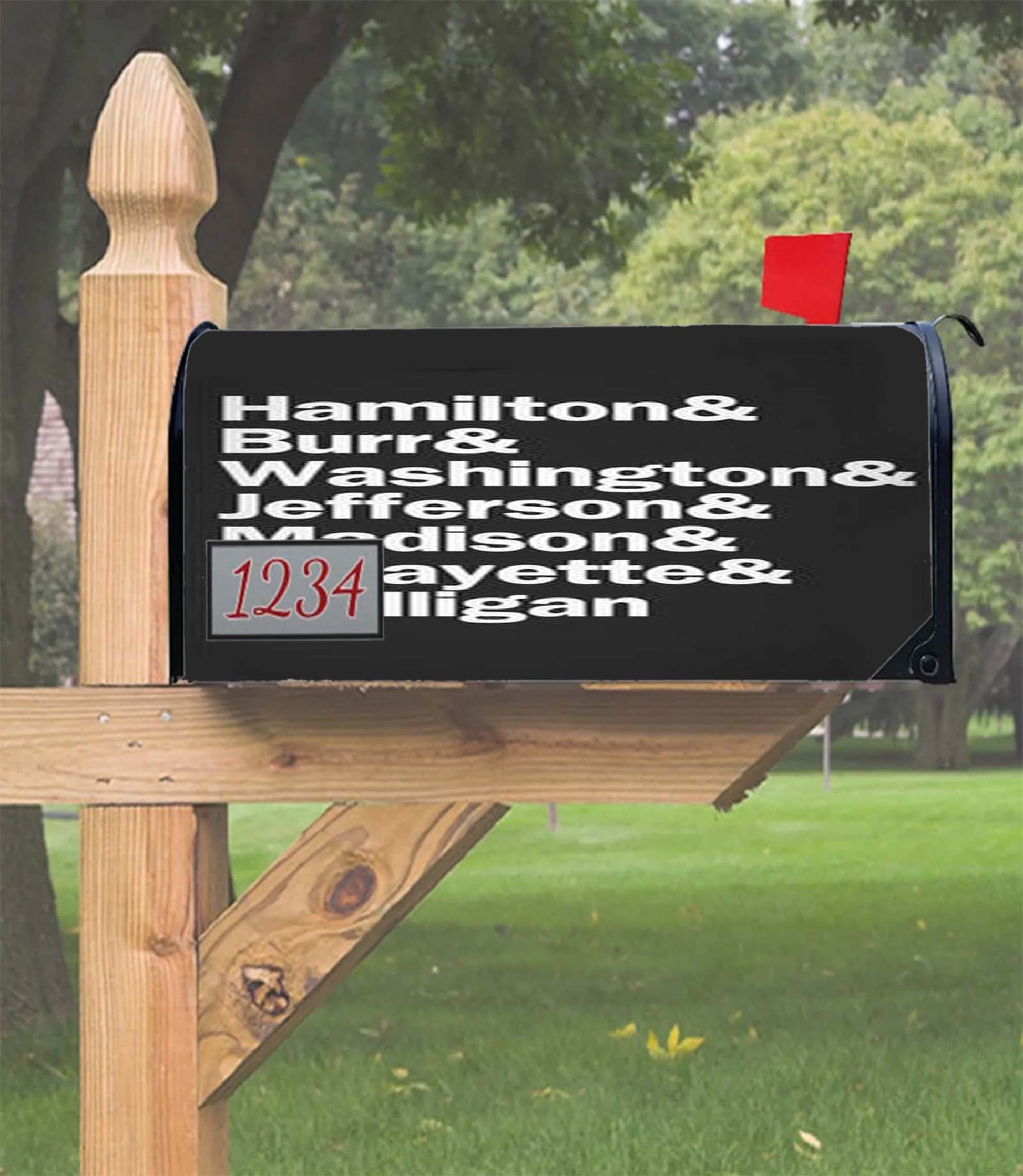 Hamilton Burr Washington Jefferson Madison Lafayette & Mulligan Mailbox Cover