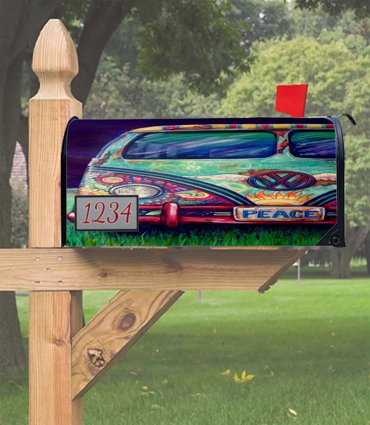 Happy Hippie Vw Mailbox Cover