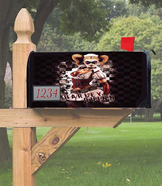 Harley Quinn Faded Checkered Flag Mailbox Cover
