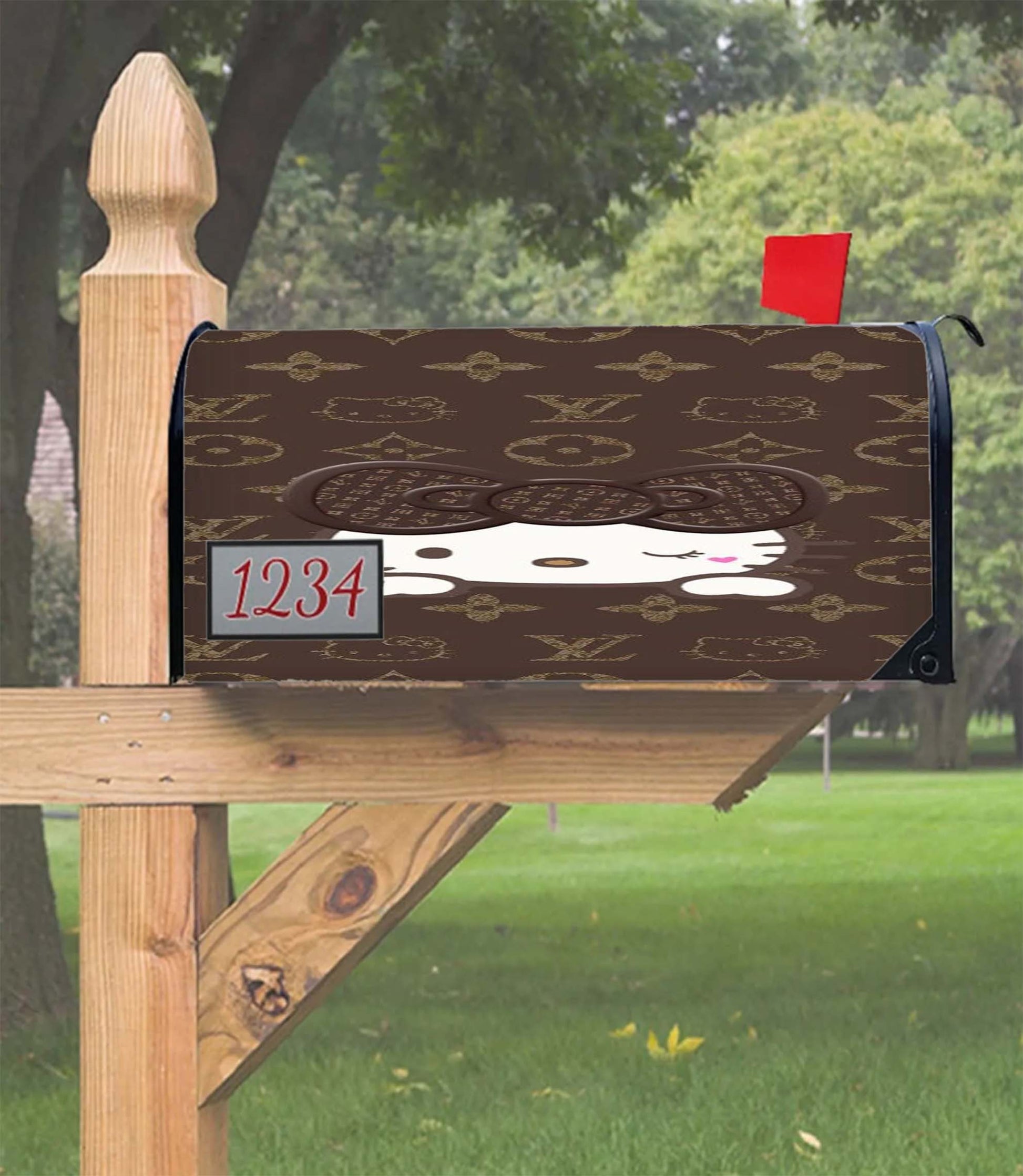 Hello Kitty Chocolate Elegant Pattern Mailbox Cover