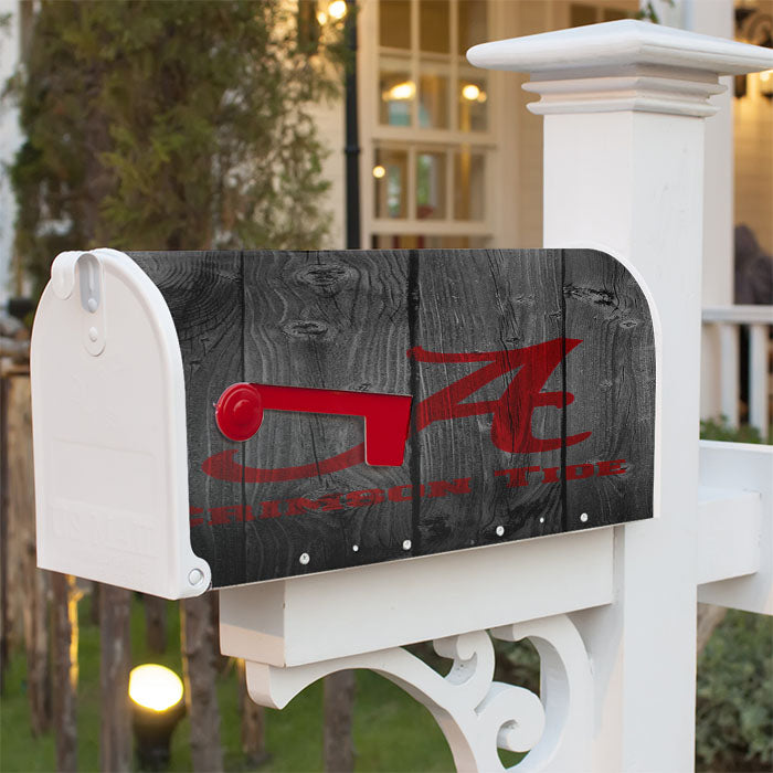 Alabama Crimson Tide Nfl Logo Dark Wood Wallpaper Magnetic Mailbox Cover 18" X 21" Outdoor Decor