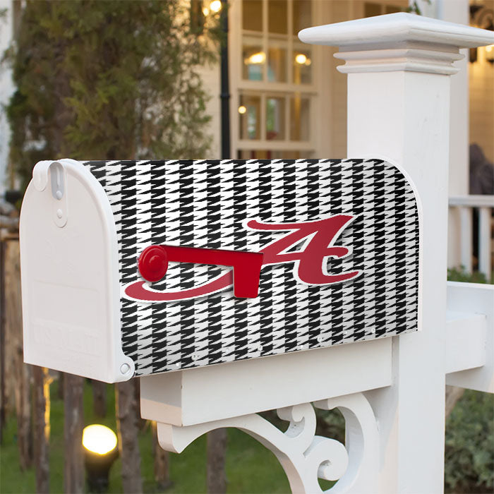 Alabama Houndstooth Crimson Tide Magnetic Mailbox Cover 18" X 21" Outdoor Decor