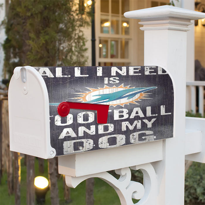All I Need Is Miami Dolphins Football Magnetic Mailbox Cover 18" X 21" Outdoor Decor