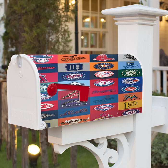 All Mlb Team Logos Collage Magnetic Mailbox Cover 18" X 21" Outdoor Decor