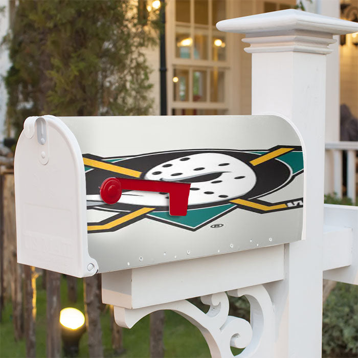 Anaheim Ducks Logo On White Magnetic Mailbox Cover 18" X 21" Outdoor Decor